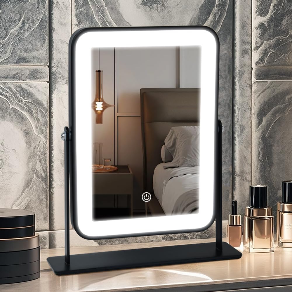 YEKKOPT Miroir vanity portable avec lumiere, vue sur la surface et éclairage précis pour retouches en voyage