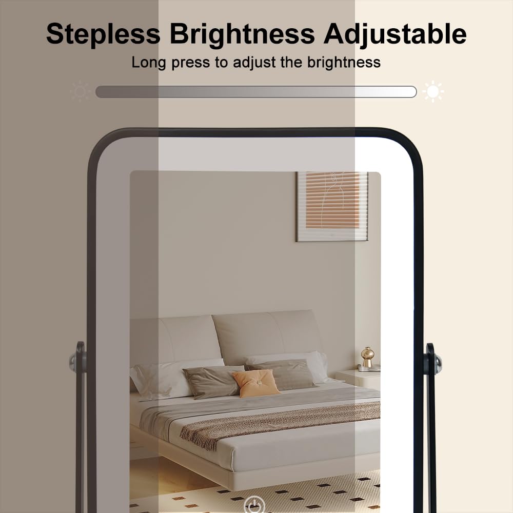 YEKKOPT Miroir vanity réglage brillance tactile, interface tactile intuitive pour ajuster la luminosité