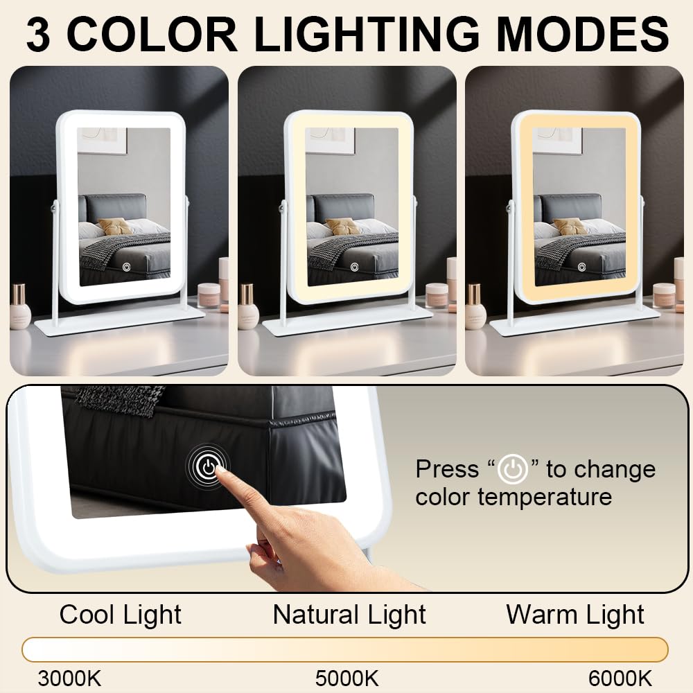 YEKKOPT miroir à trois couleurs pour lumière naturelle
