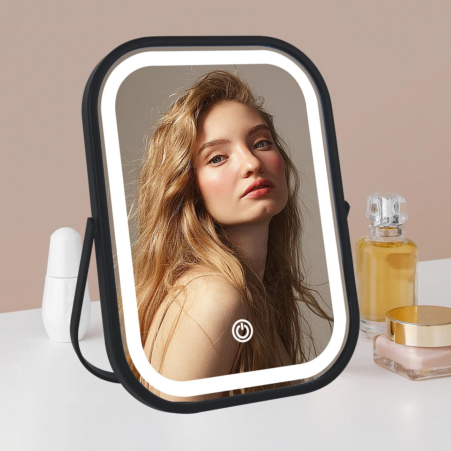 YEKKOPT Miroir voyage avec lumière pour retouches rapides en déplacement