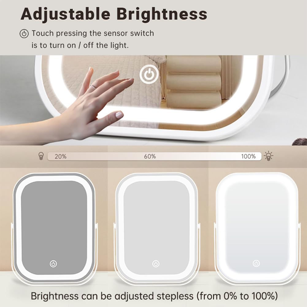 YEKKOPT réglage luminosité tactile, éclairage personnalisable en déplacement.