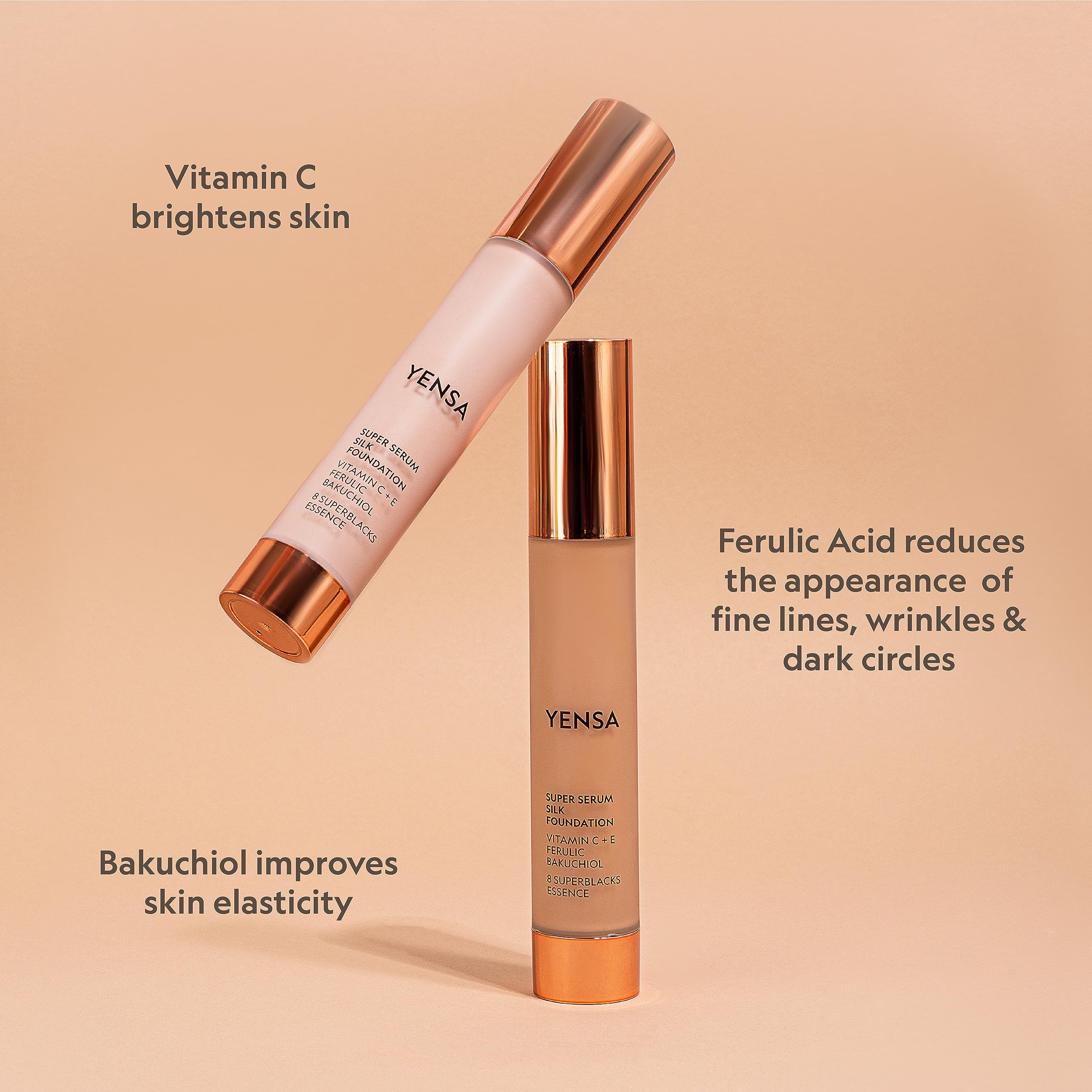 YENSA Serum Foundation atténue visiblement les pores et uniformise le teint.