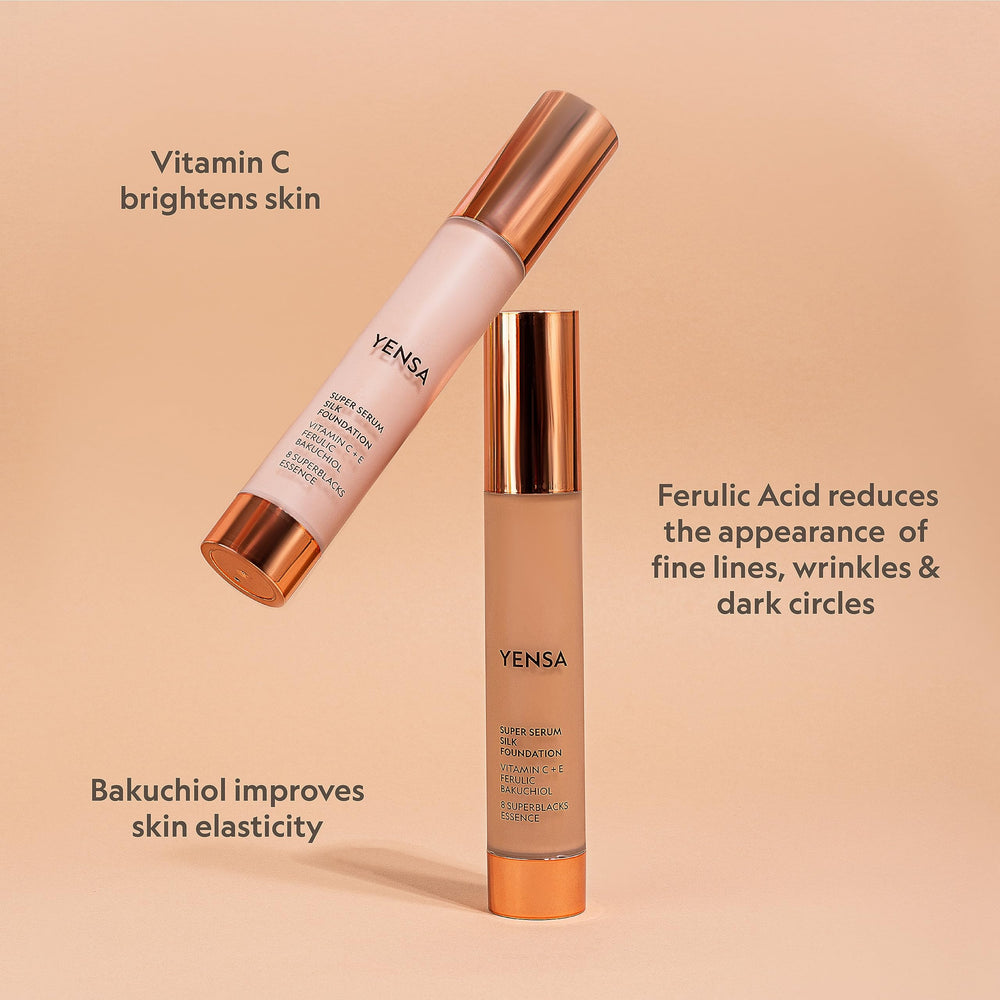 YENSA Serum Foundation atténue visiblement les pores et uniformise le teint.