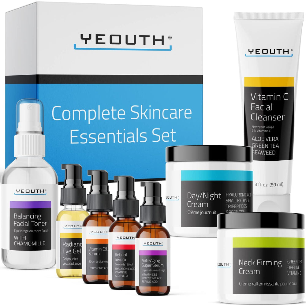 YEOUTH coffret soin 8 pièces, rituel complet pour peau éclatante