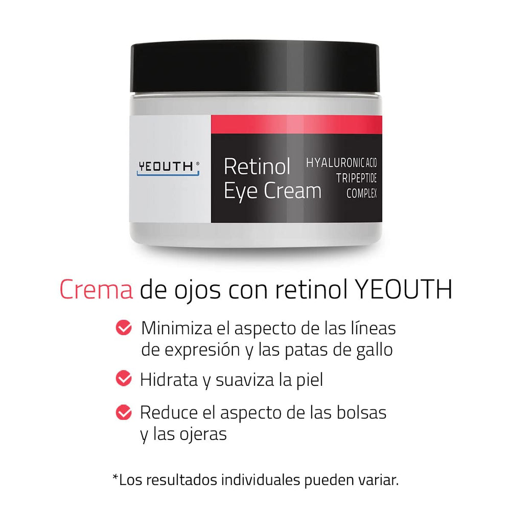 YEOUTH Crème Yeux Rétinol avec hyaluronique pour une peau mieux hydratée.