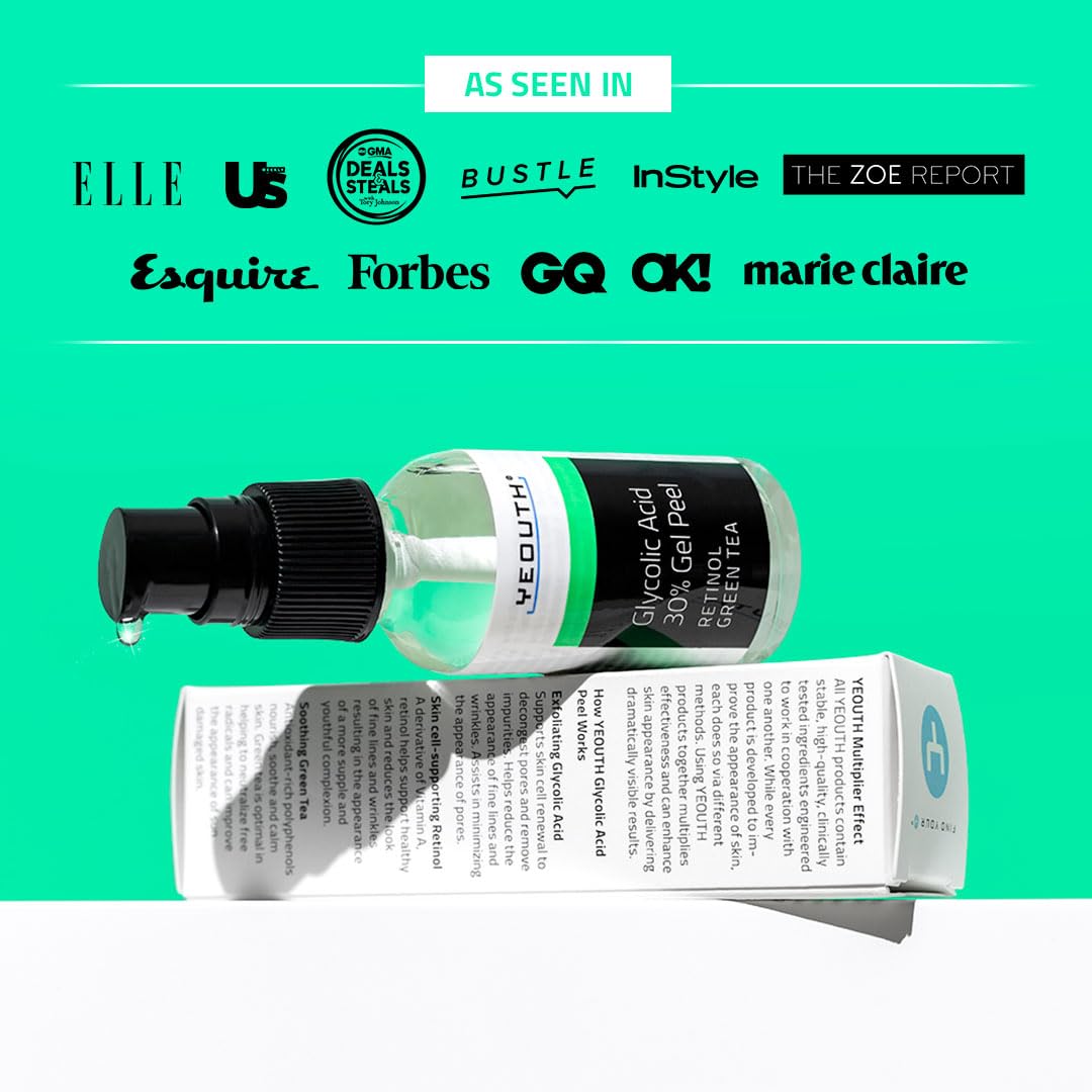 YEOUTH Glycolic Peel avec rétinol et thé vert pour rafraîchir la peau
