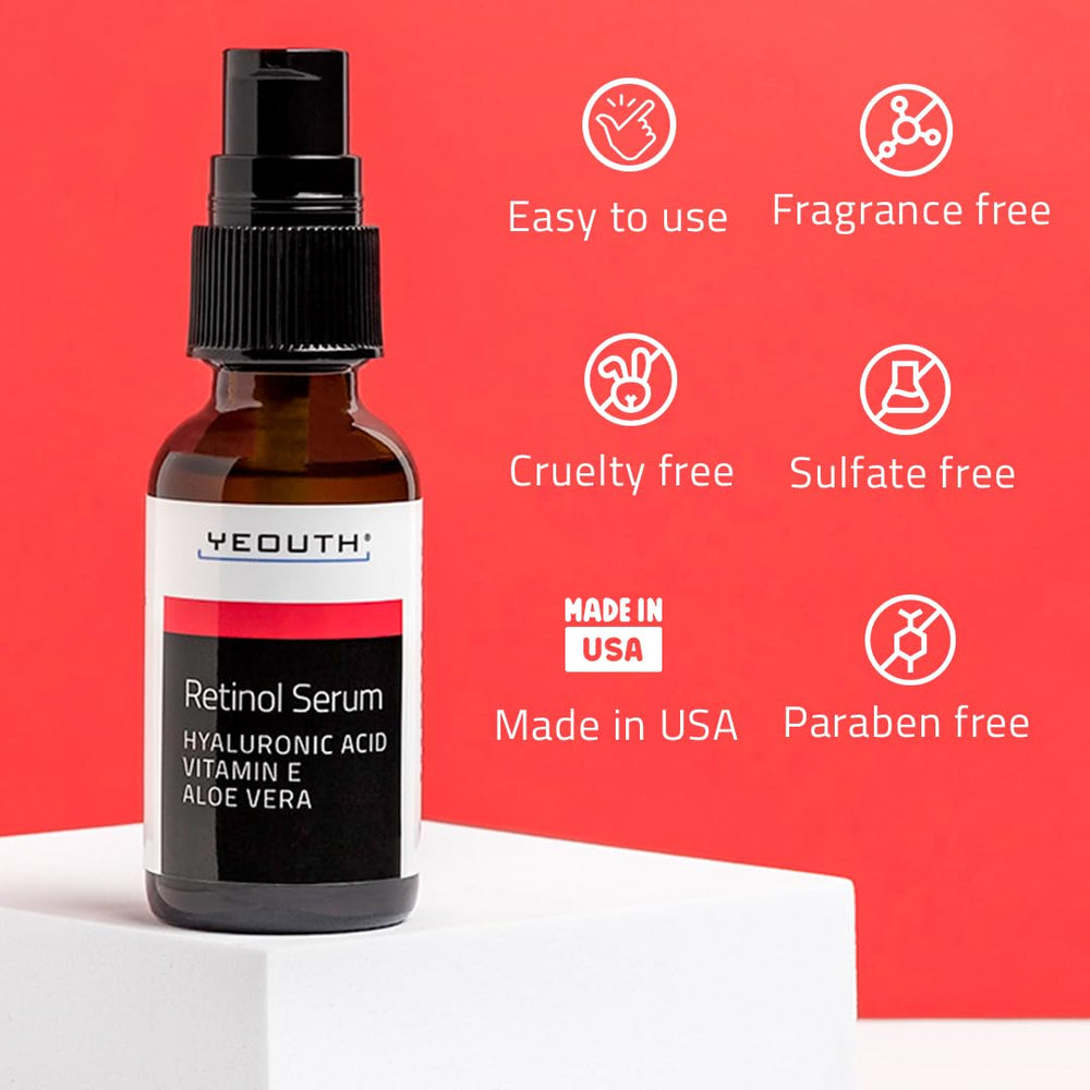YEOUTH Soin Retinol: bouteille neutre pour routine simple et efficace.