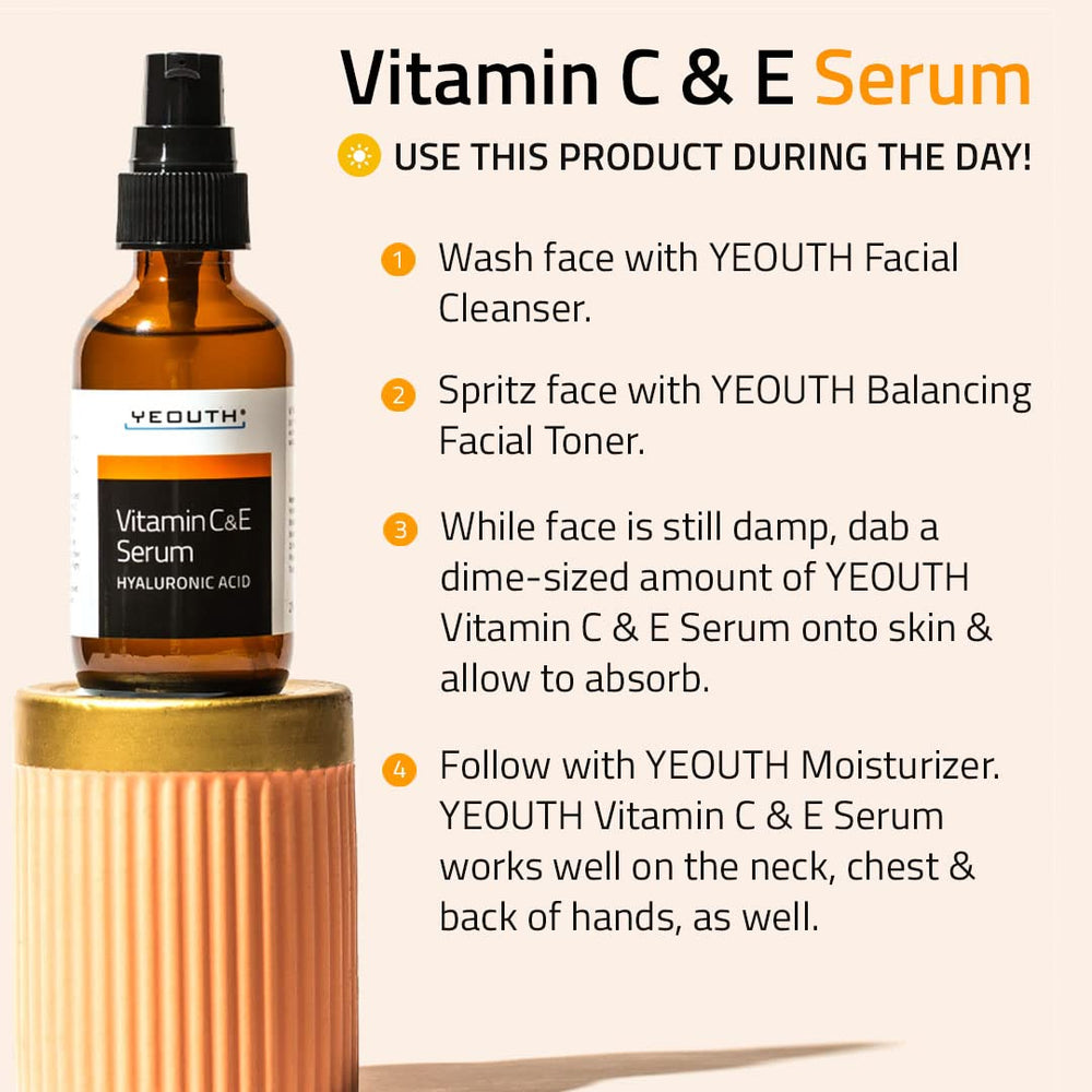 Yeouth sérum vitamine C sans parabènes et sulfates, routine douce.