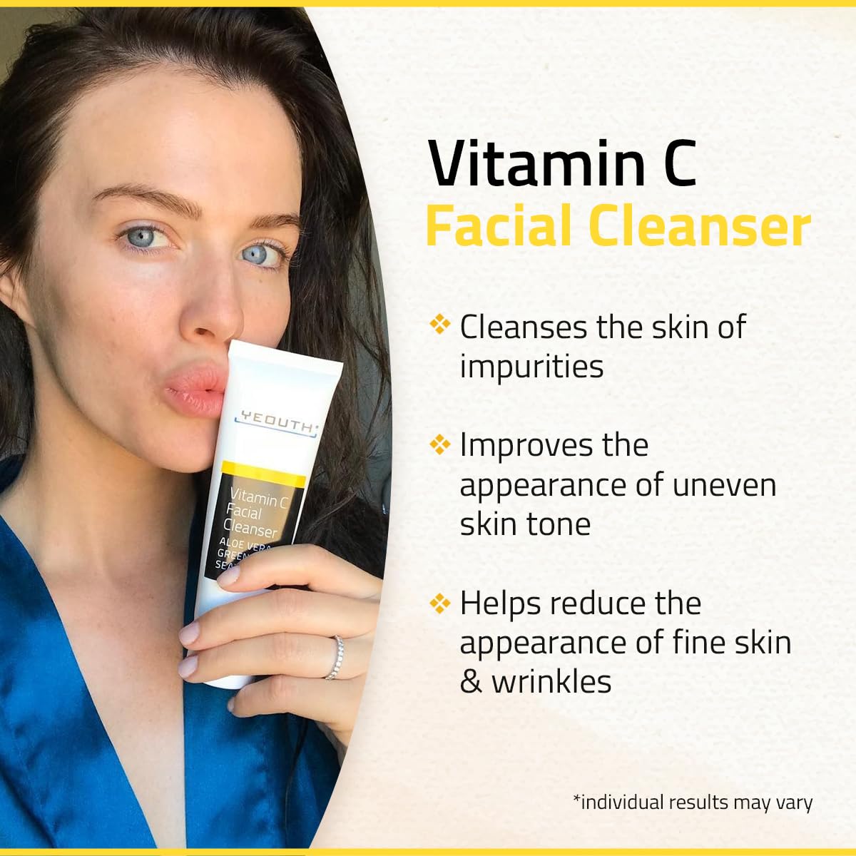 YEOUTH vitamine C nettoyant visage - démonstration d’application: adapté à tous les types de peau.