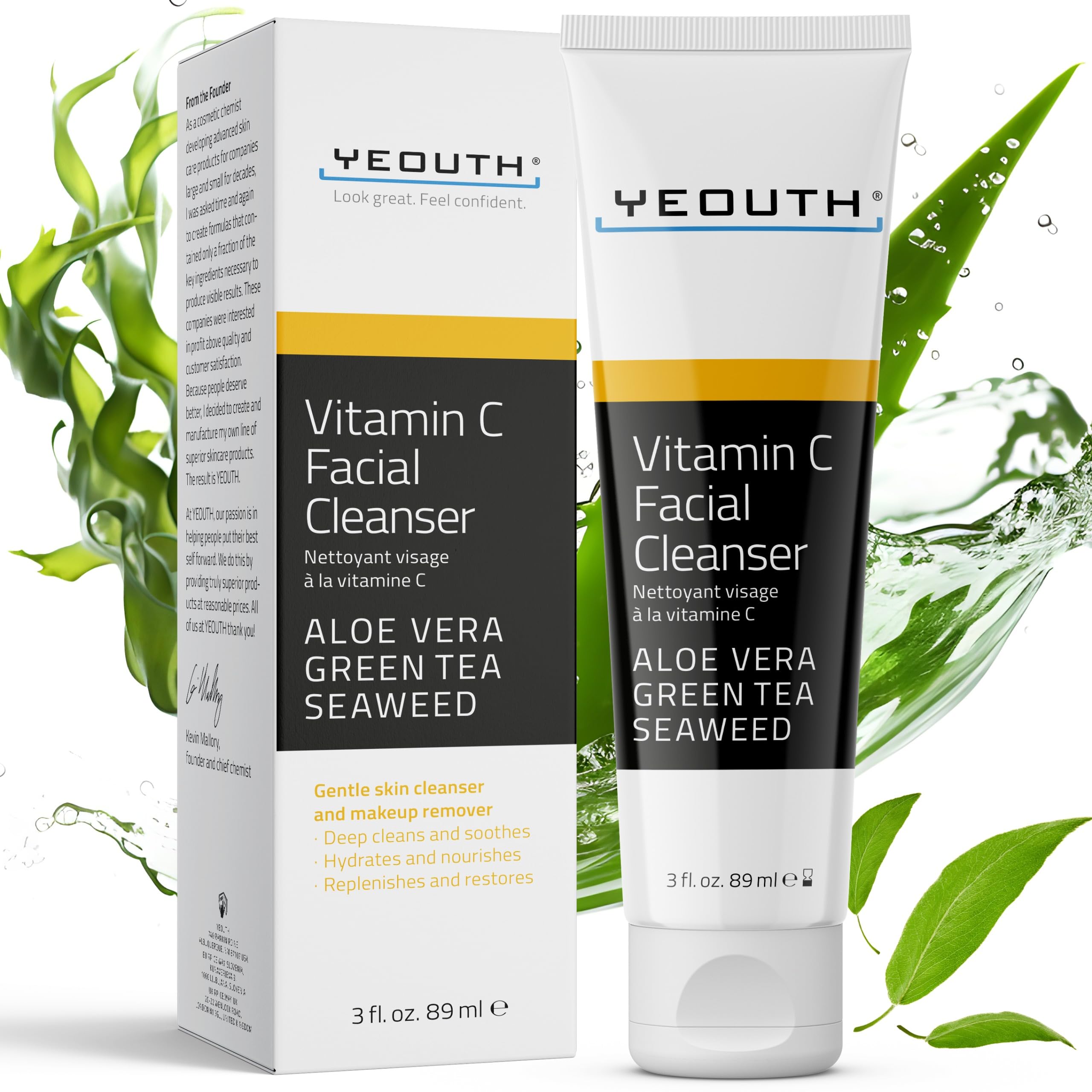 YEOUTH vitamine C nettoyant visage - bouteille: nettoyage en douceur et fraîcheur.