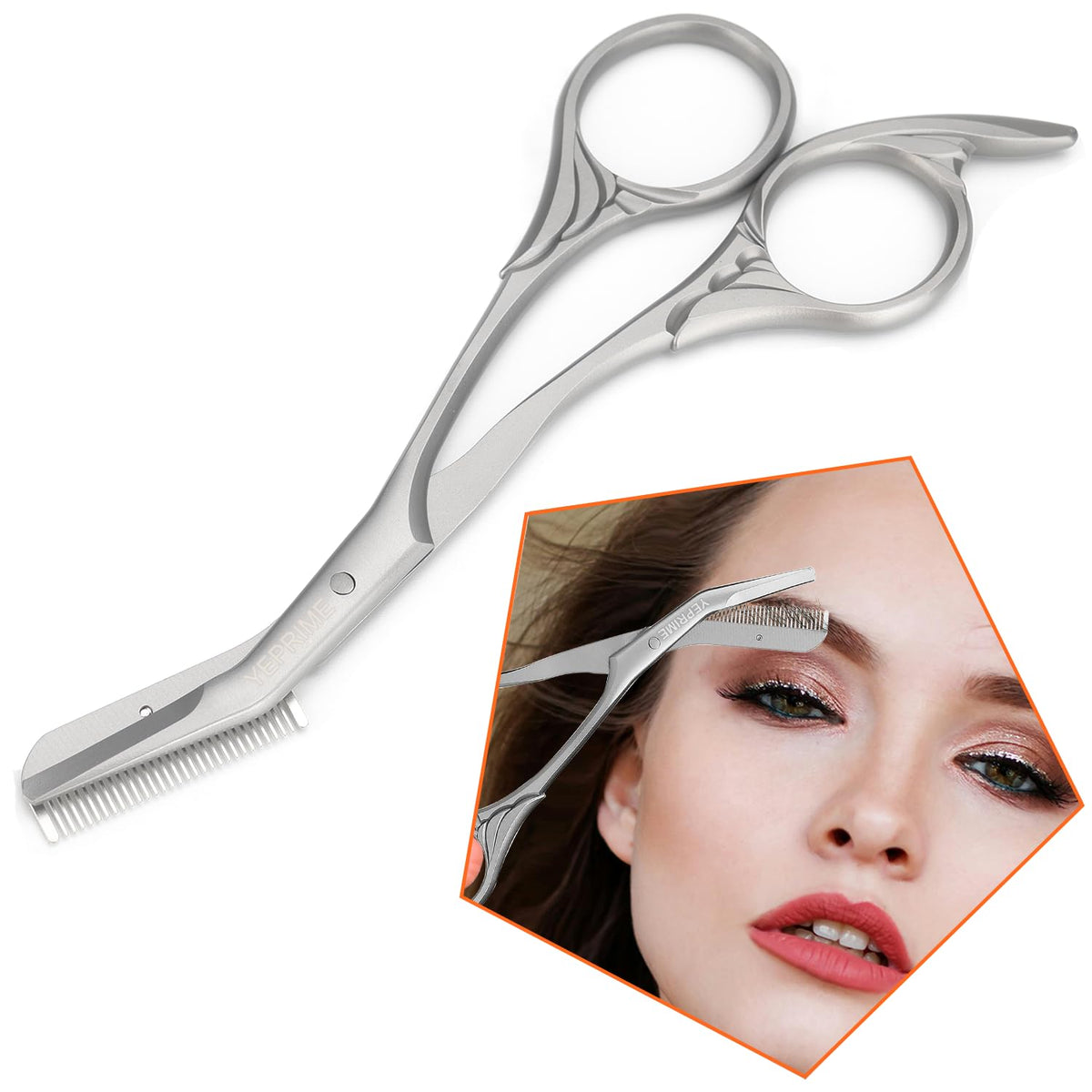 YEPRIME ciseaux sourcils avec peigne pour tracé précis et facile.