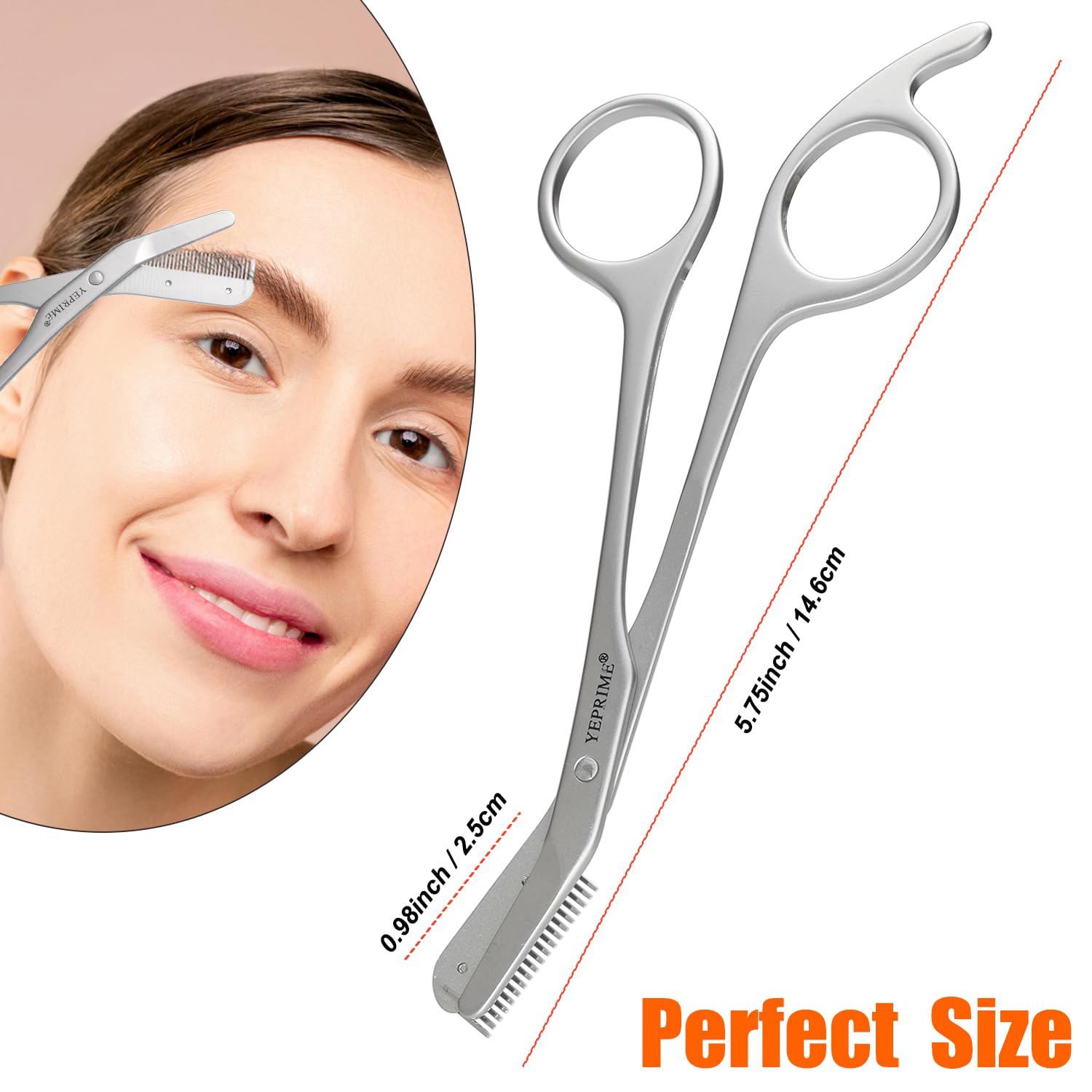 YEPRIME ciseaux-sourcils prise ergonomique garantissant un maniement confortable.