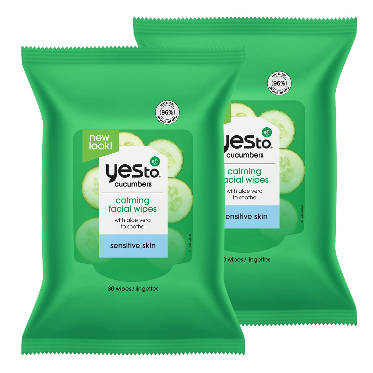 Yes To Face Wipes pack 2 front closed: convenient, travel-ready cleansing solution