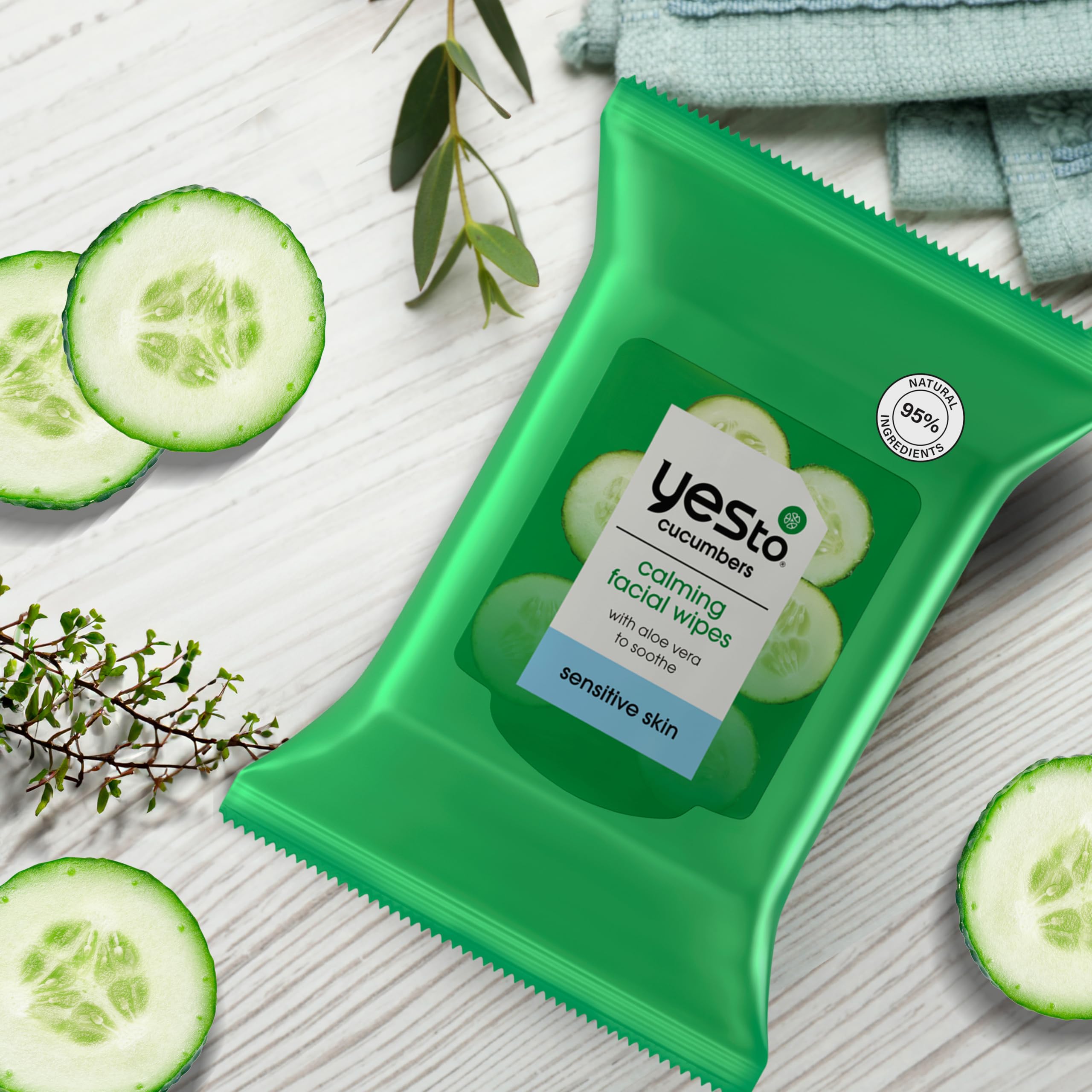 Yes To Face Wipes sensitive skin application for gentle cleansing