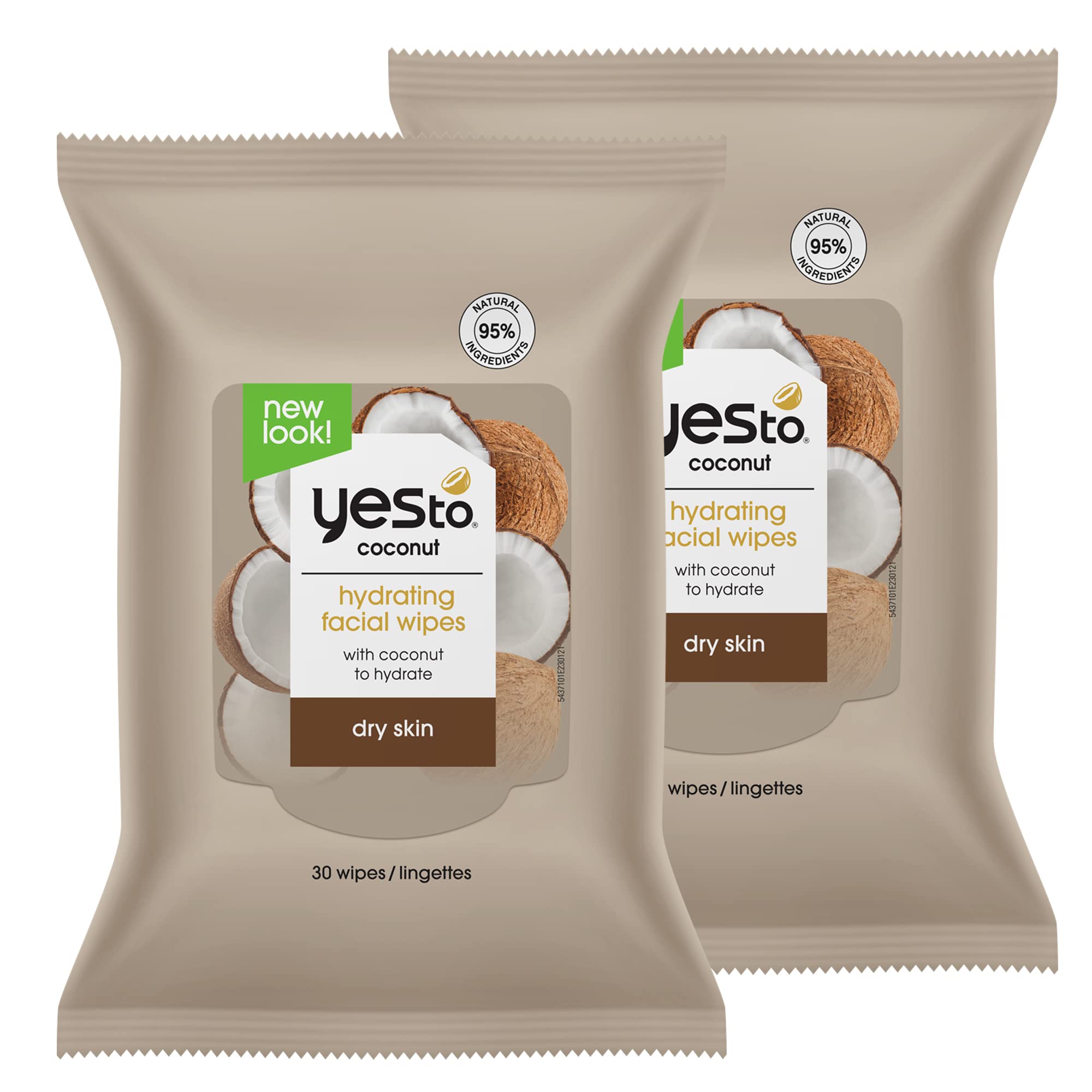 Yes To Lingettes Visage Coco pack 2, hydratation rapide en déplacement