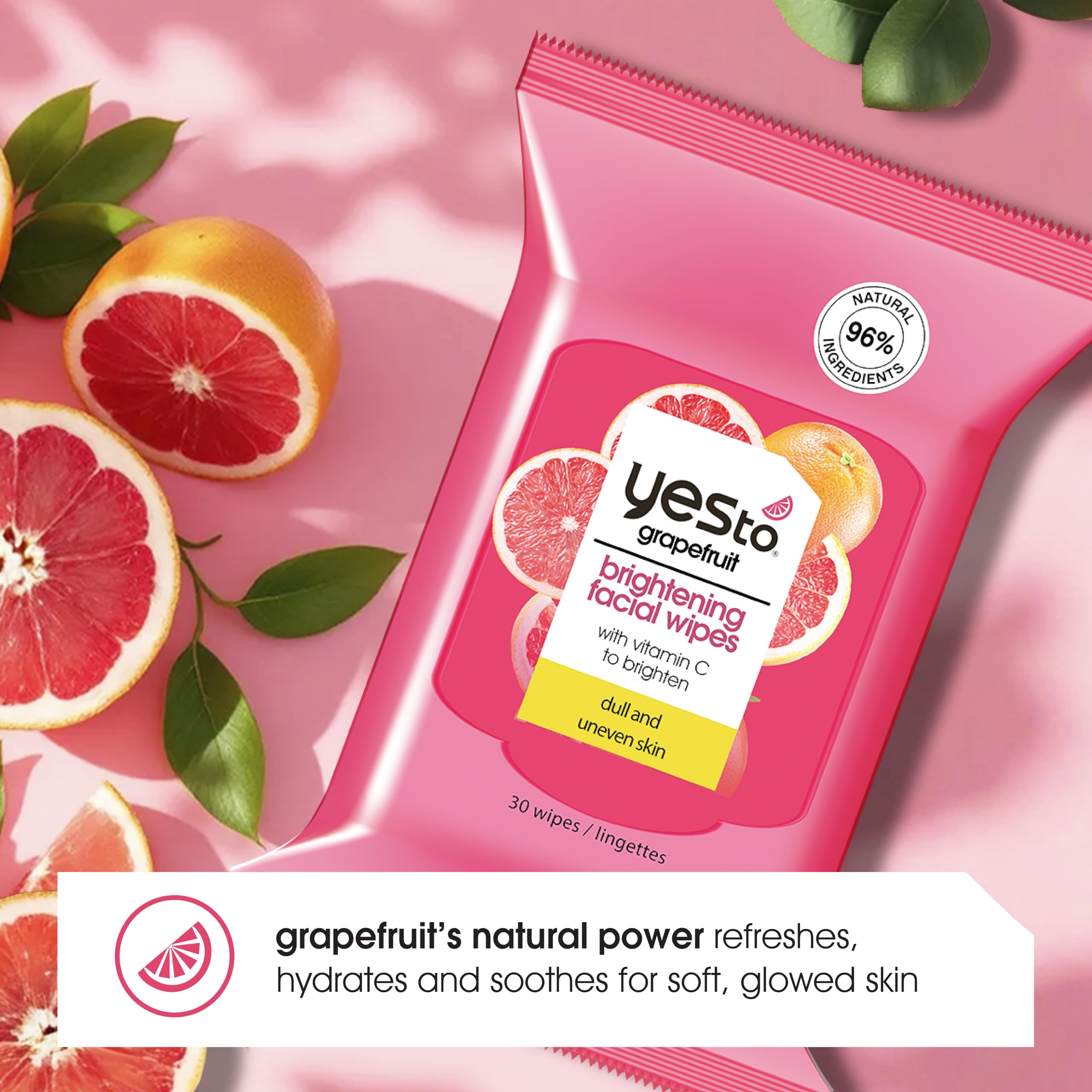 Yes To Lingettes visage pamplemousse équilibre du teint et éclat naturel