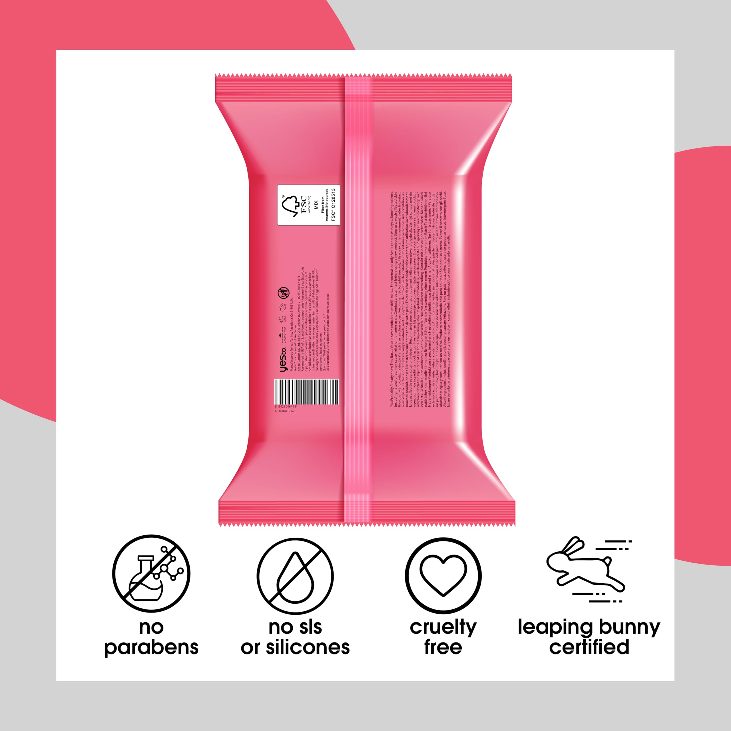 Yes To Lingettes visage pamplemousse pratique en déplacement pour soin express