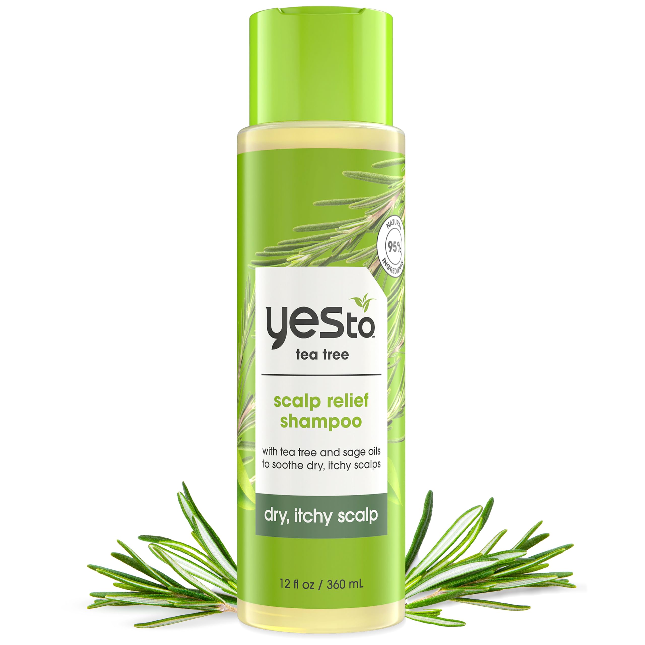 Yes To Tea Tree Shampooing relief cuir chevelu, apaise irritations et démangeaisons.
