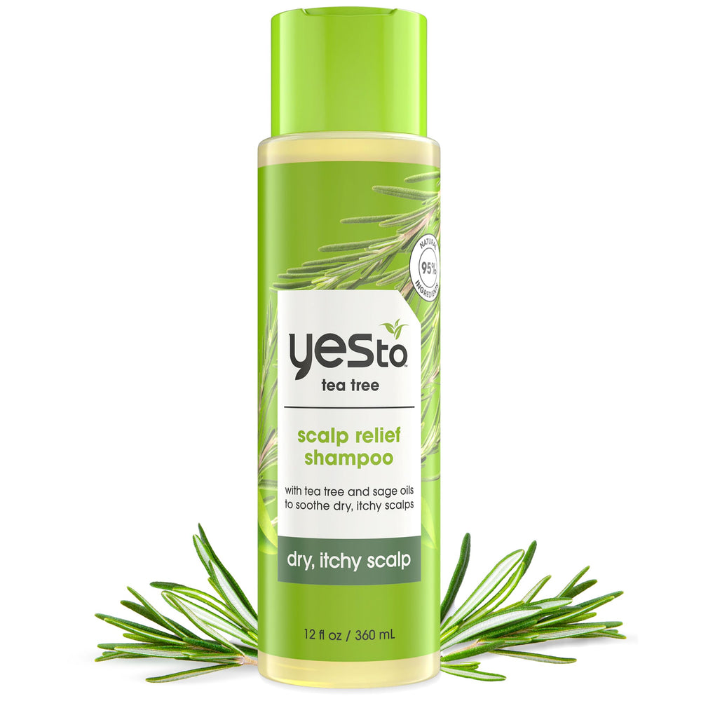 Yes To Tea Tree Shampooing relief cuir chevelu, apaise irritations et démangeaisons.