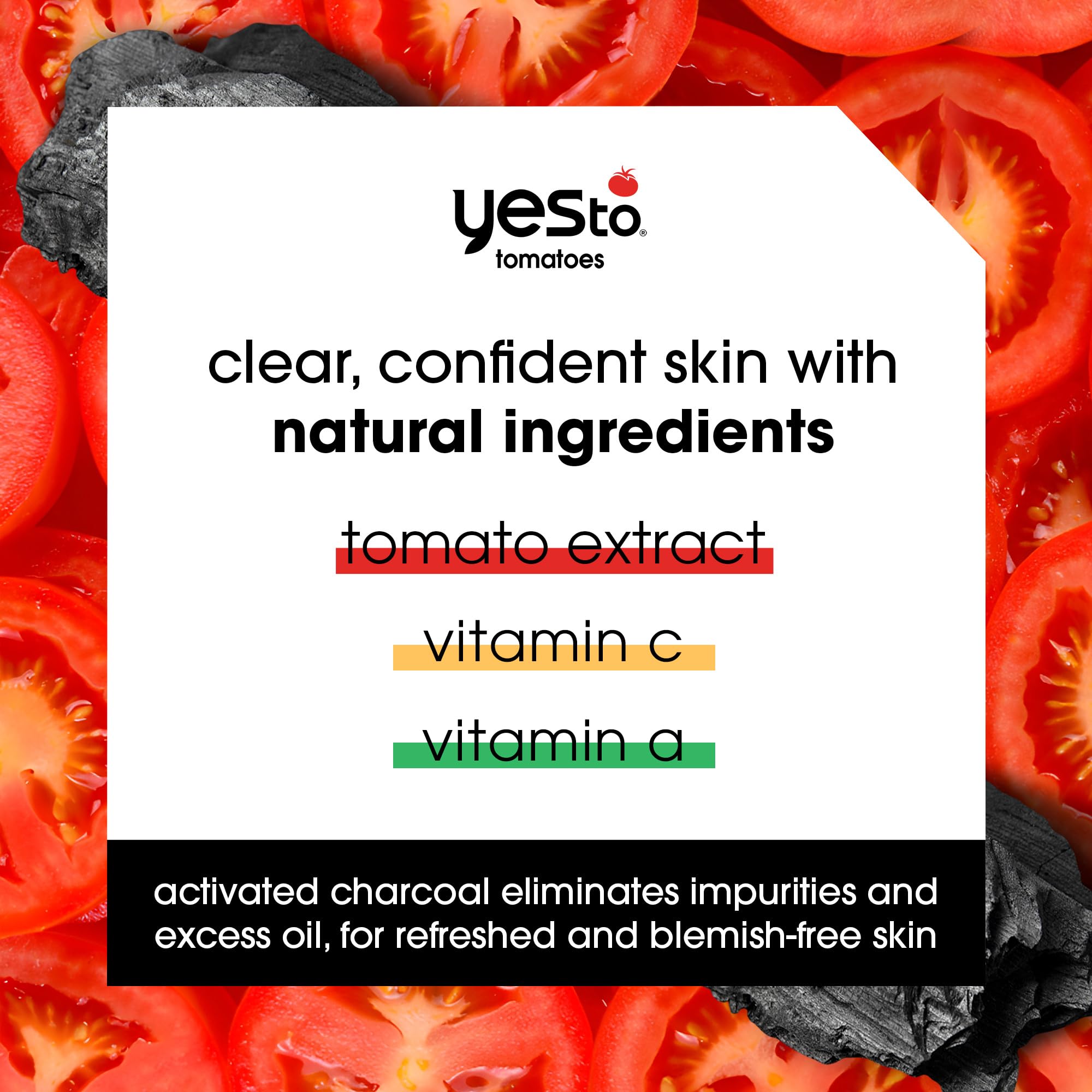 Yes To Tomatoes: extrait tomate antioxydant pour l’éclat équilibré de la peau.