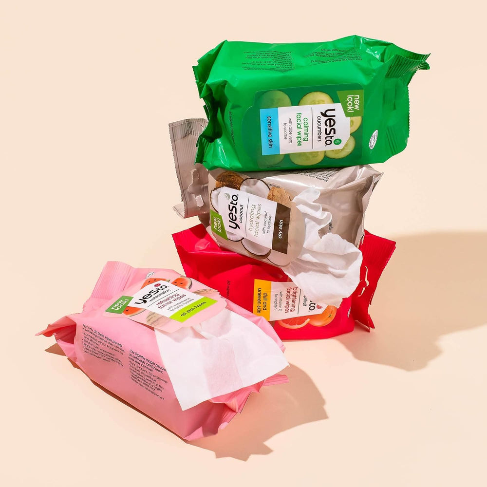 Yes To Watermelon wipes with natural ingredients like blueberry and lemon