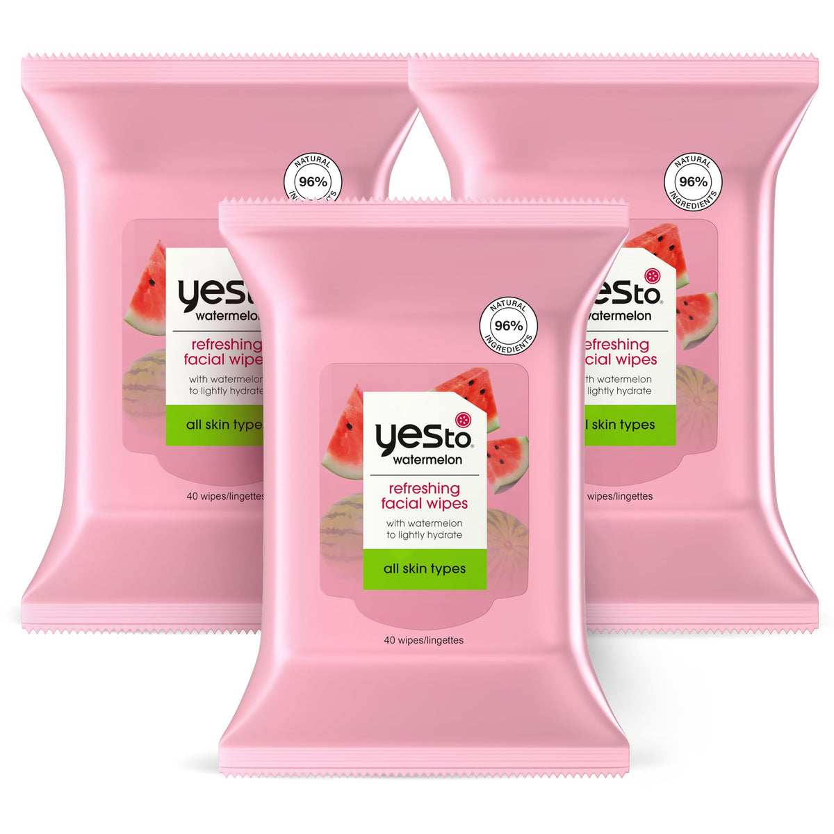 Yes To Watermelon Face Wipes Pack-3 outer box for on-the-go cleansing