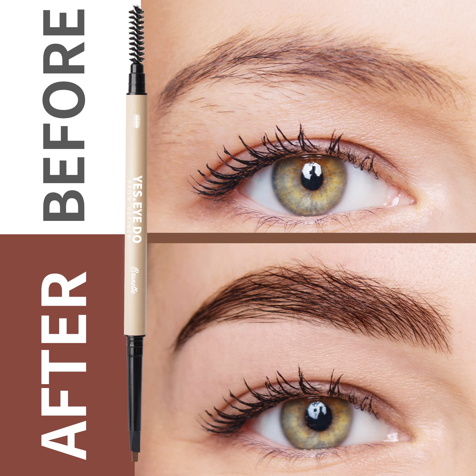 YES.EYE DO crayon sourcils gris double-face avec brosse pour coiffage et fusion.