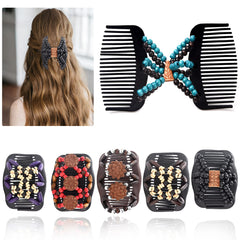 Yeshan peignes cheveux bois et perles, ensemble complet pour varier les coiffures.