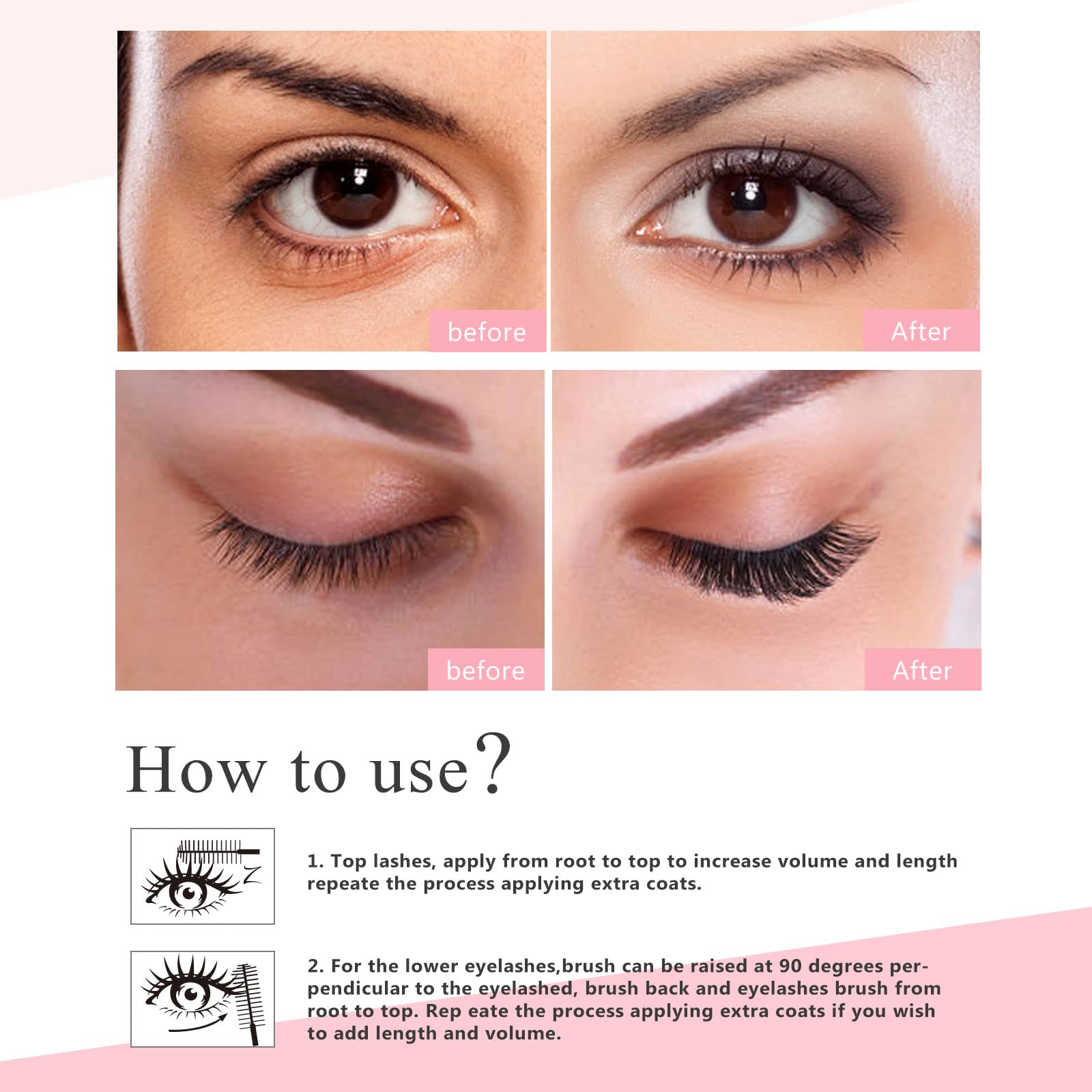 YEUGSCKA Mascara enrichi vitamine E pour des cils nourris.