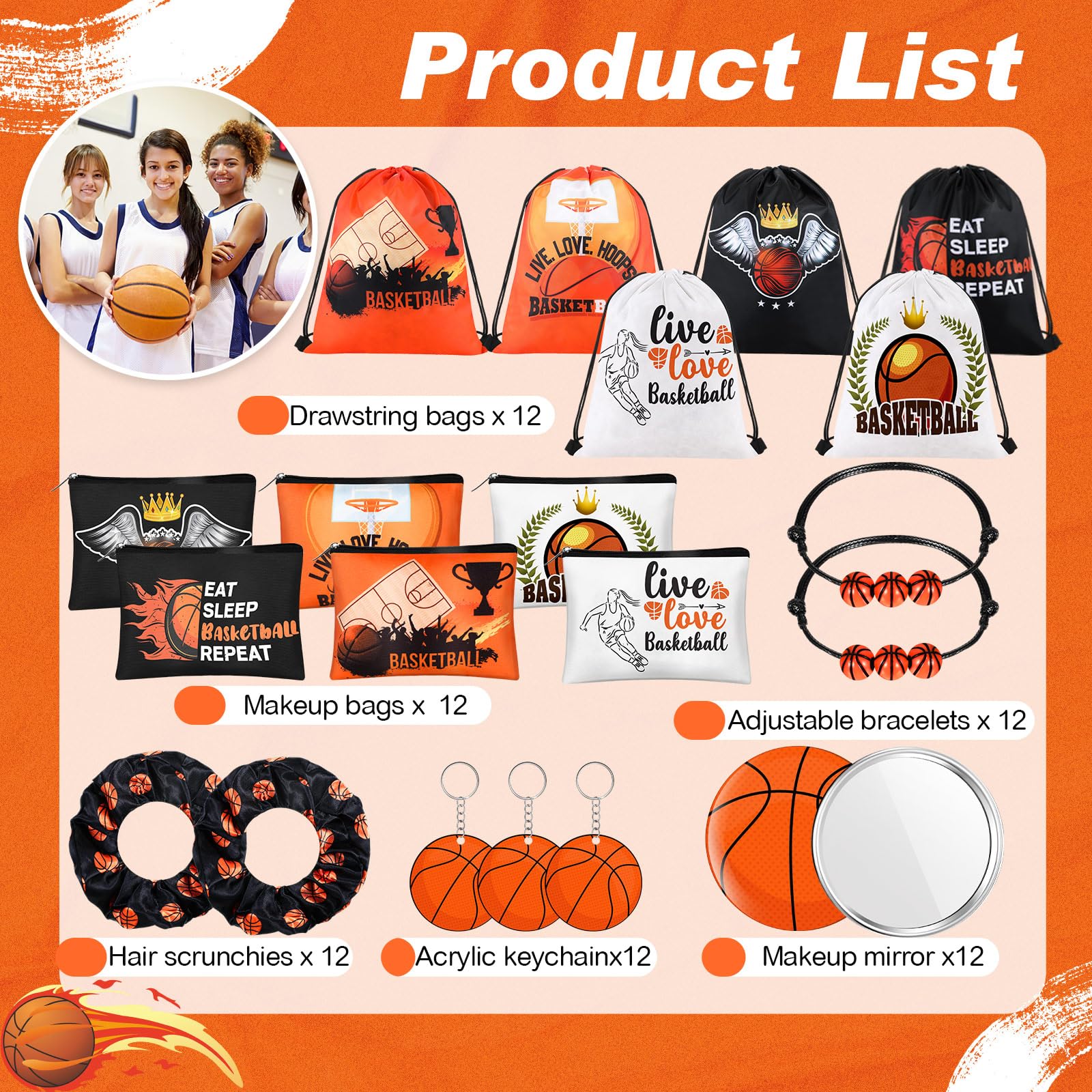 Bracelets charm basket-ball Yeyeplum, accessoire léger et motivant pour l équipe.