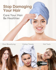 Détail microfibre YFONG absorbante pour un séchage en douceur des cheveux.