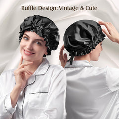 Bonnet YFONG en soie double couche, noeud-avant, look chic