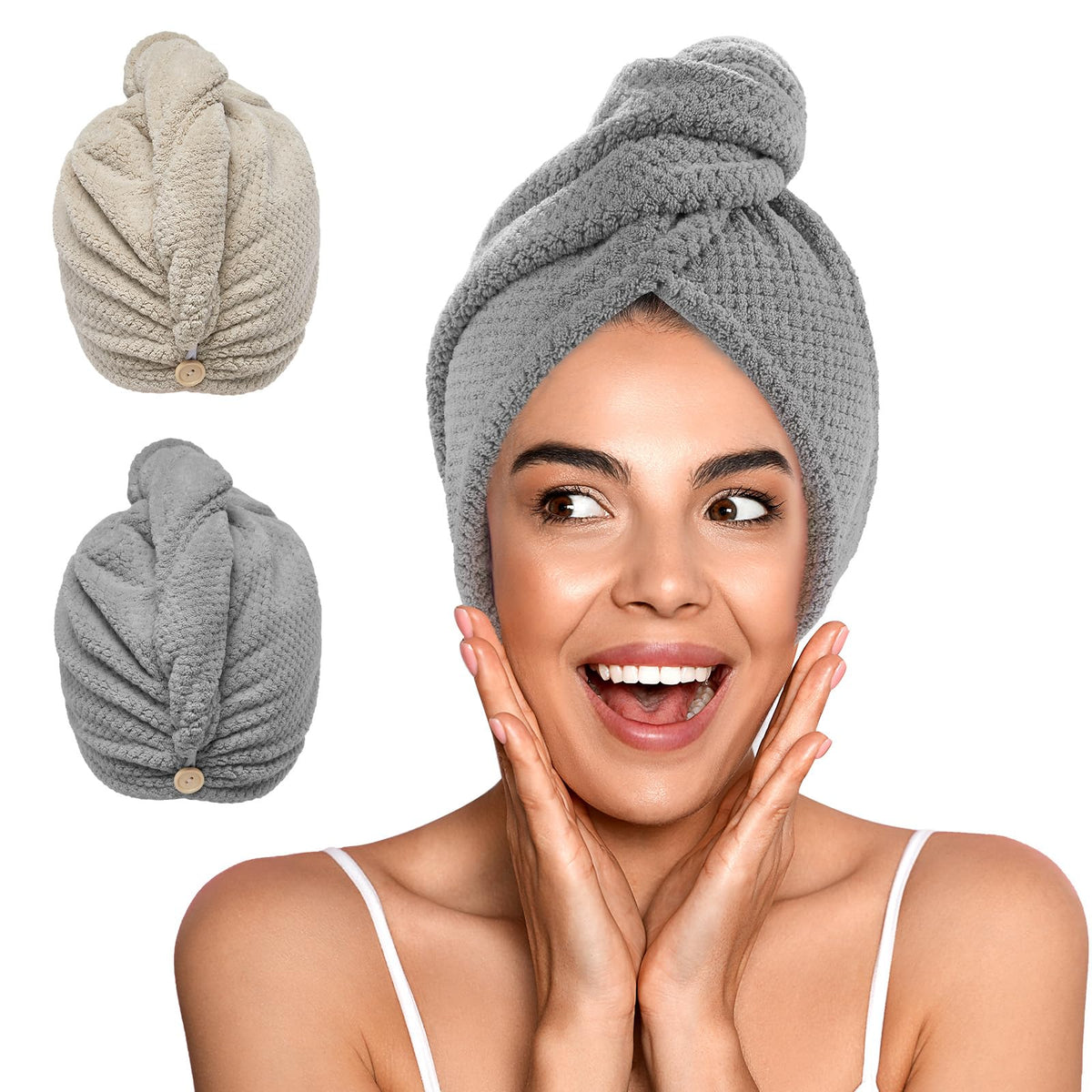 YFONG serviette-cheveux microfibre absorption rapide pour séchage efficace