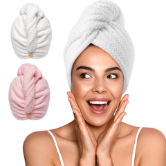 Serviette YFONG pour cheveux en microfibre, turban absorbant et séchage rapide.