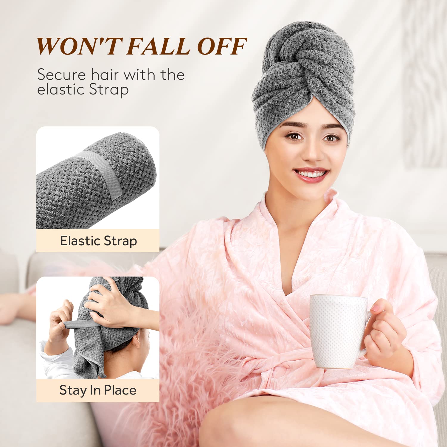 YFONG serviette cheveux ultra absorbante pour un séchage en douceur