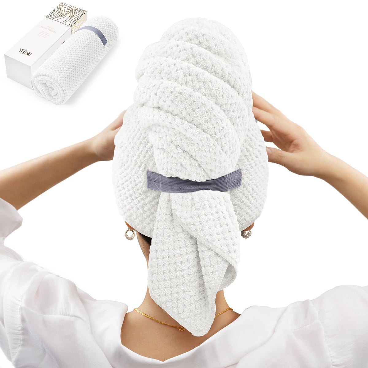 Turban YFONG en microfibre, séchage rapide pour cheveux bouclés.