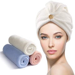 Turbant YFONG en microfibre bleu pour un séchage rapide sans gouttes.