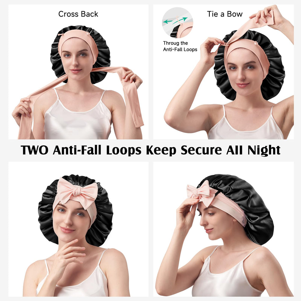 Wrap YFONG pour cheveux boucles en soie, respect des mèches et glisse légère.