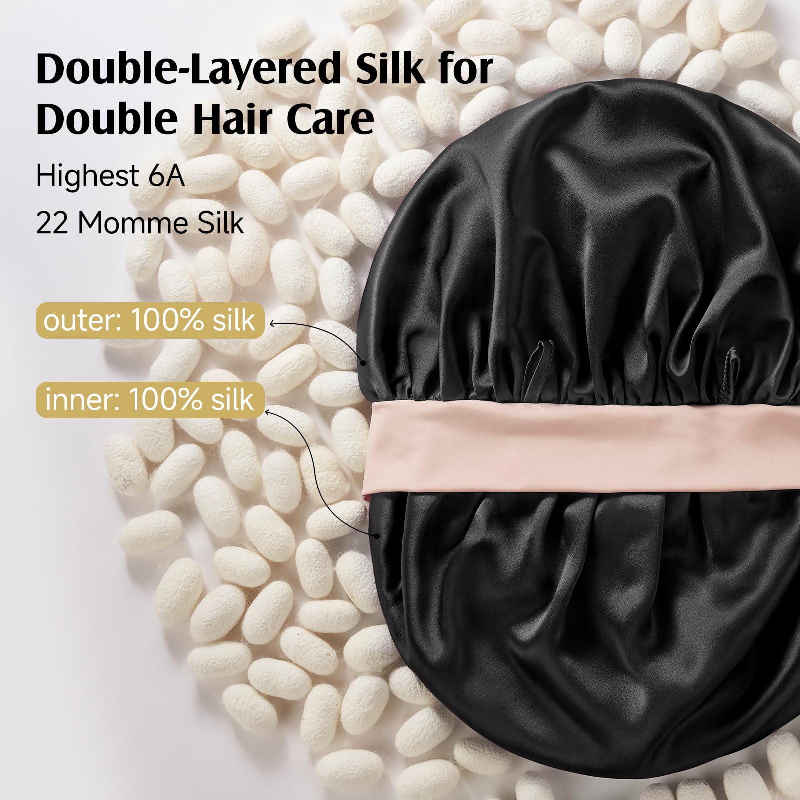 Wrap YFONG en soie 22 mommes pour cheveux longs et bouclés, douceur anti-frisottis.