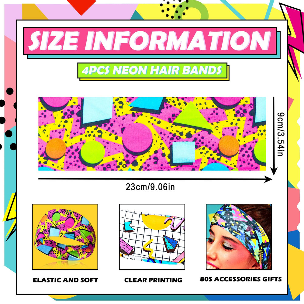 Bandeau neon yfstyle 80s-90s pour sport, ajustement flexible et agréable.