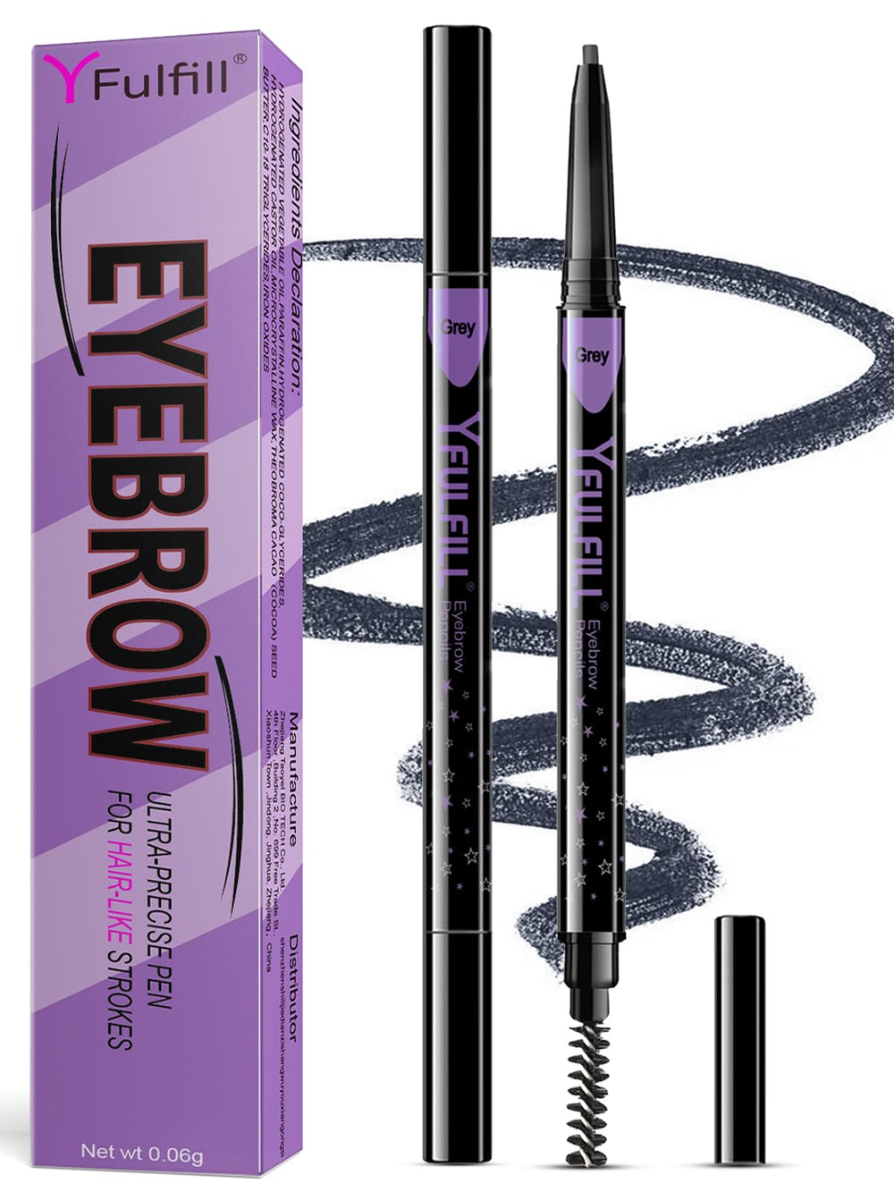 YFulfill crayon sourcils gris avec contour fin pour tracé précis