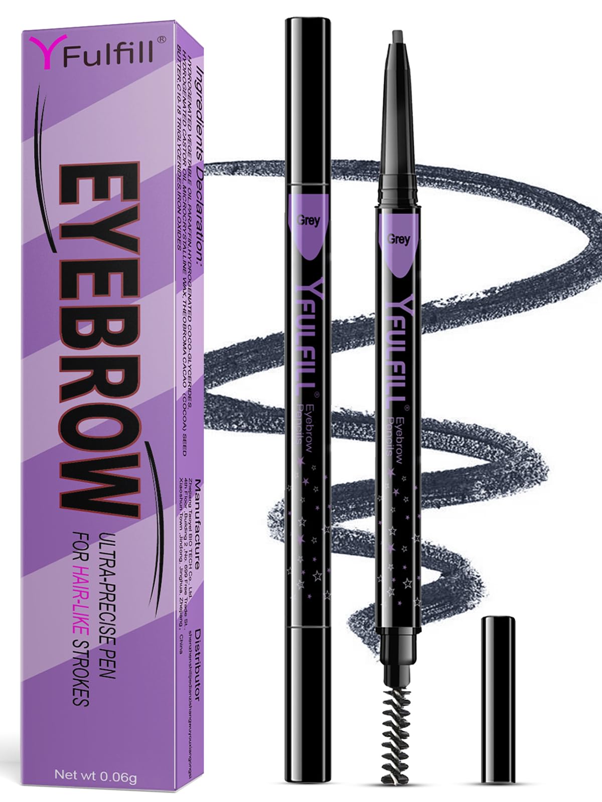 YFulfill crayon sourcils gris avec contour fin pour tracé précis