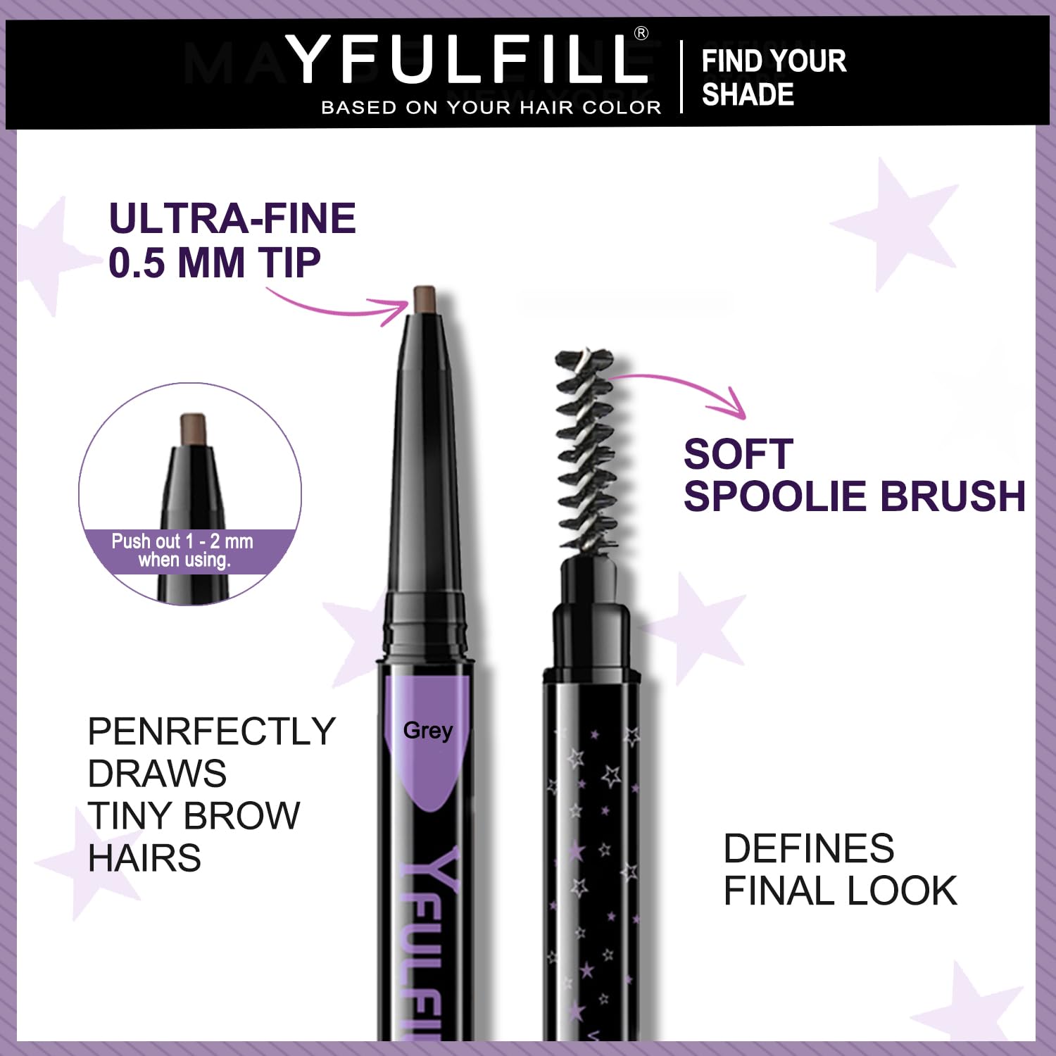 YFulfill crayon sourcils gris résistant à l'eau pendant 8 heures