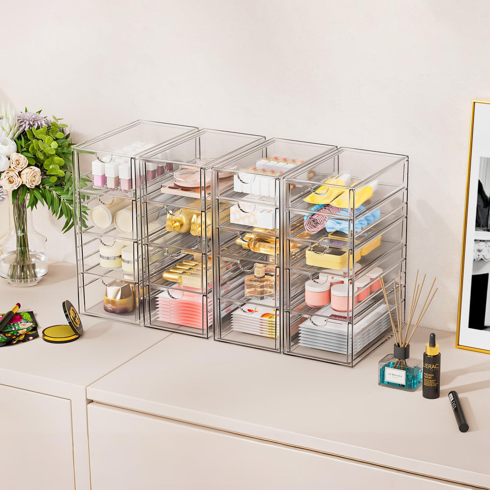 Pack de 6 tiroirs transparents YFXCVSL pour optimiser l'espace sur la coiffeuse