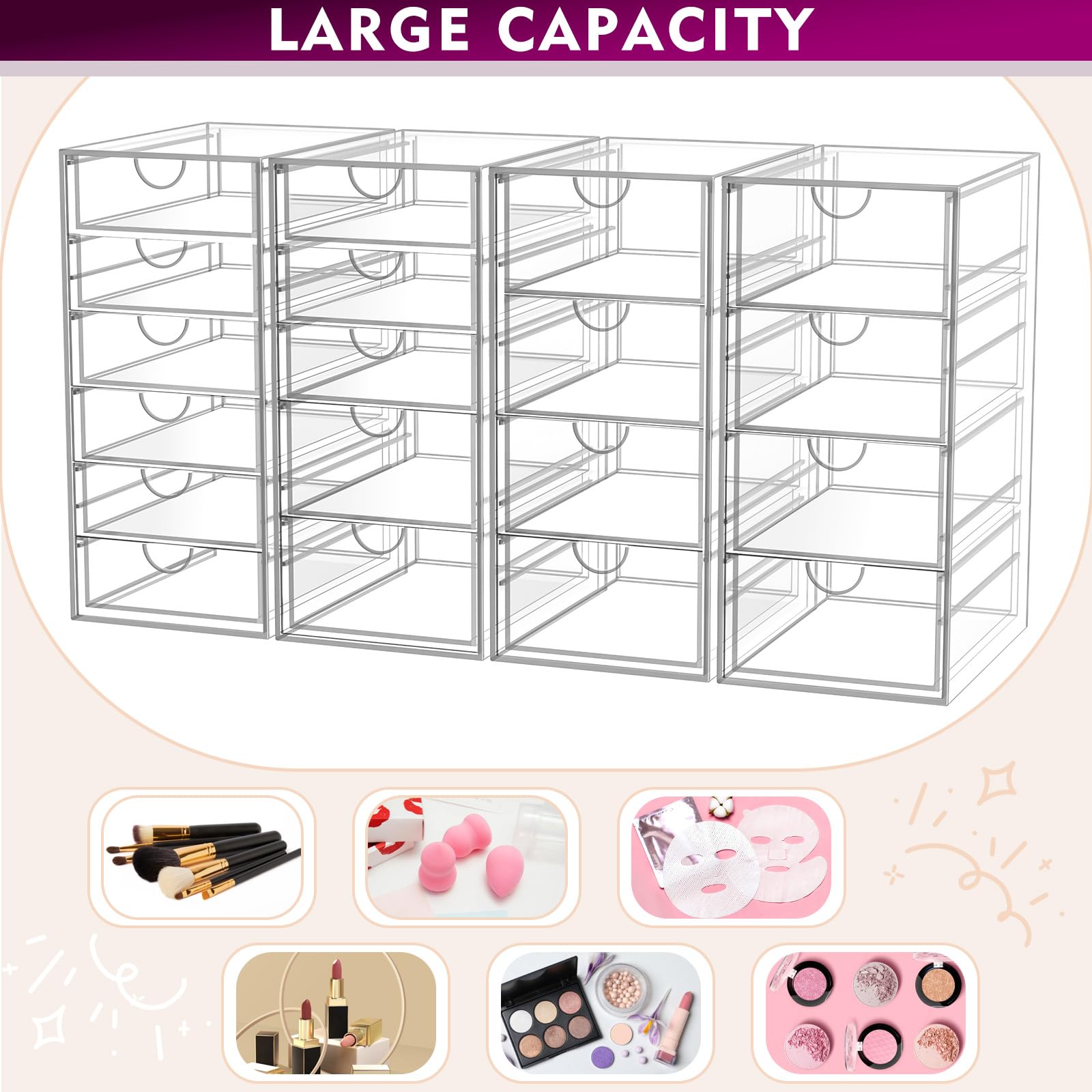 Organisateur beaute multifonction pouvant accueillir maquillage, bijoux et petits outils.