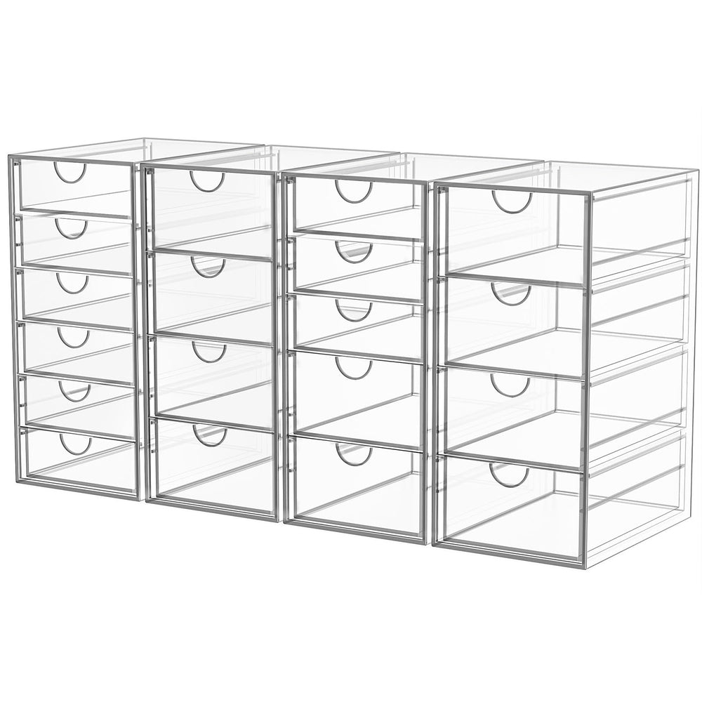 YFXCVSL Organisateur maquillage en acrylique avec 19 tiroirs sur la coiffeuse.