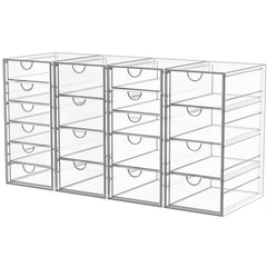 YFXCVSL Organisateur maquillage en acrylique avec 19 tiroirs sur la coiffeuse.