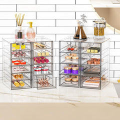 Lot de 4 organiseurs transparents pour rouges a levres et pinceaux.