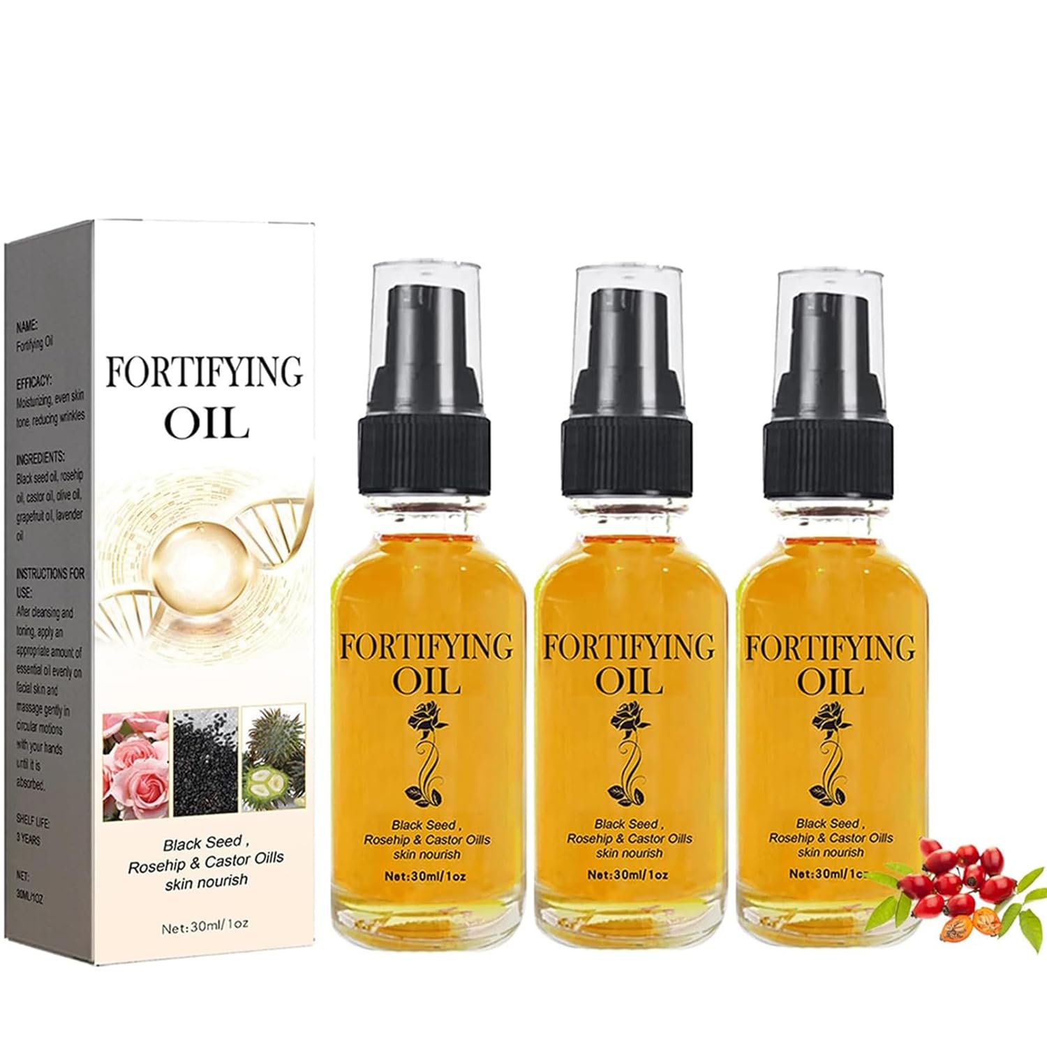 YG LianKai huile rosehip en bouteille, nourrissante et hydratante pour la peau.