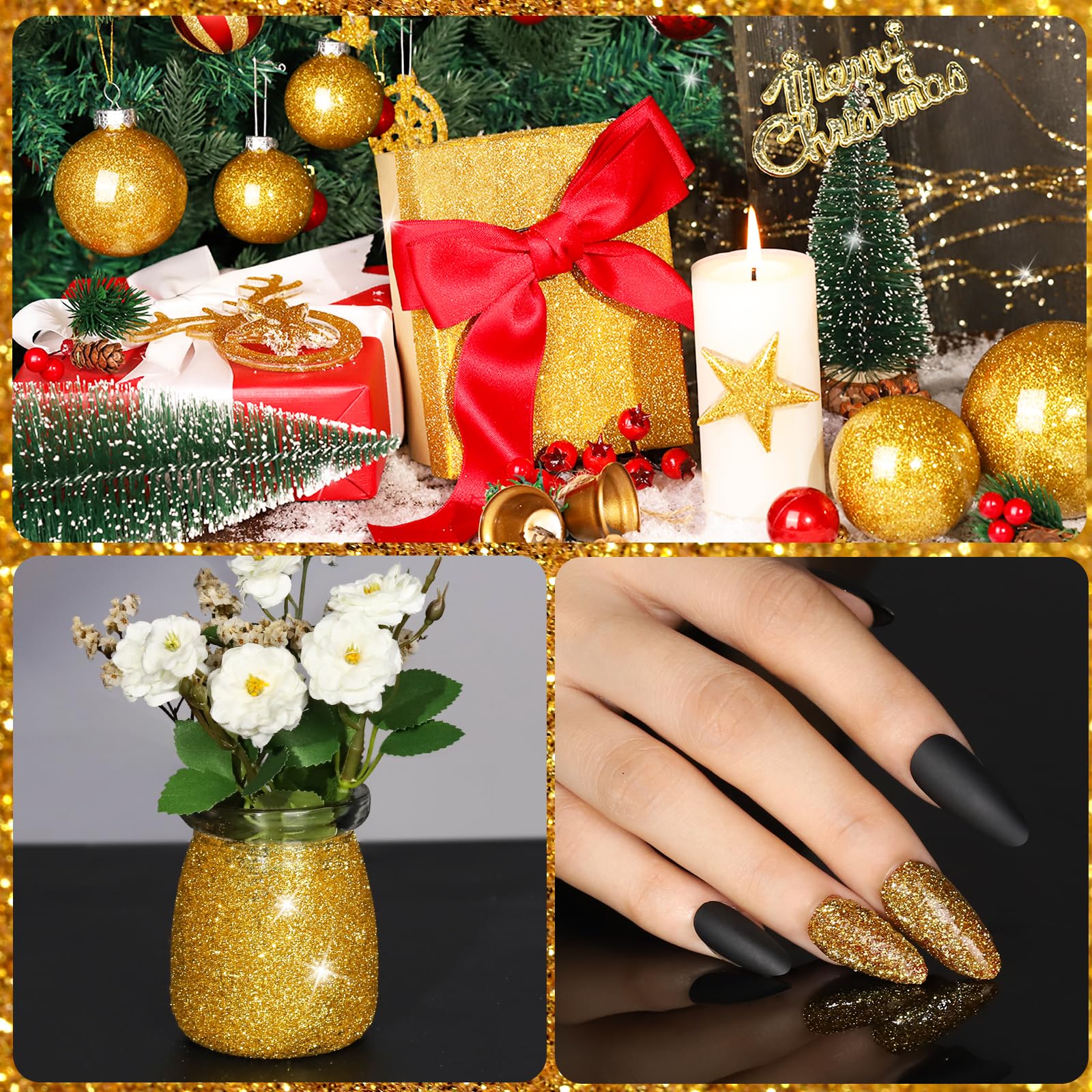 YGDZ paillettes dorées pour décor Noël – scintillement chaleureux.